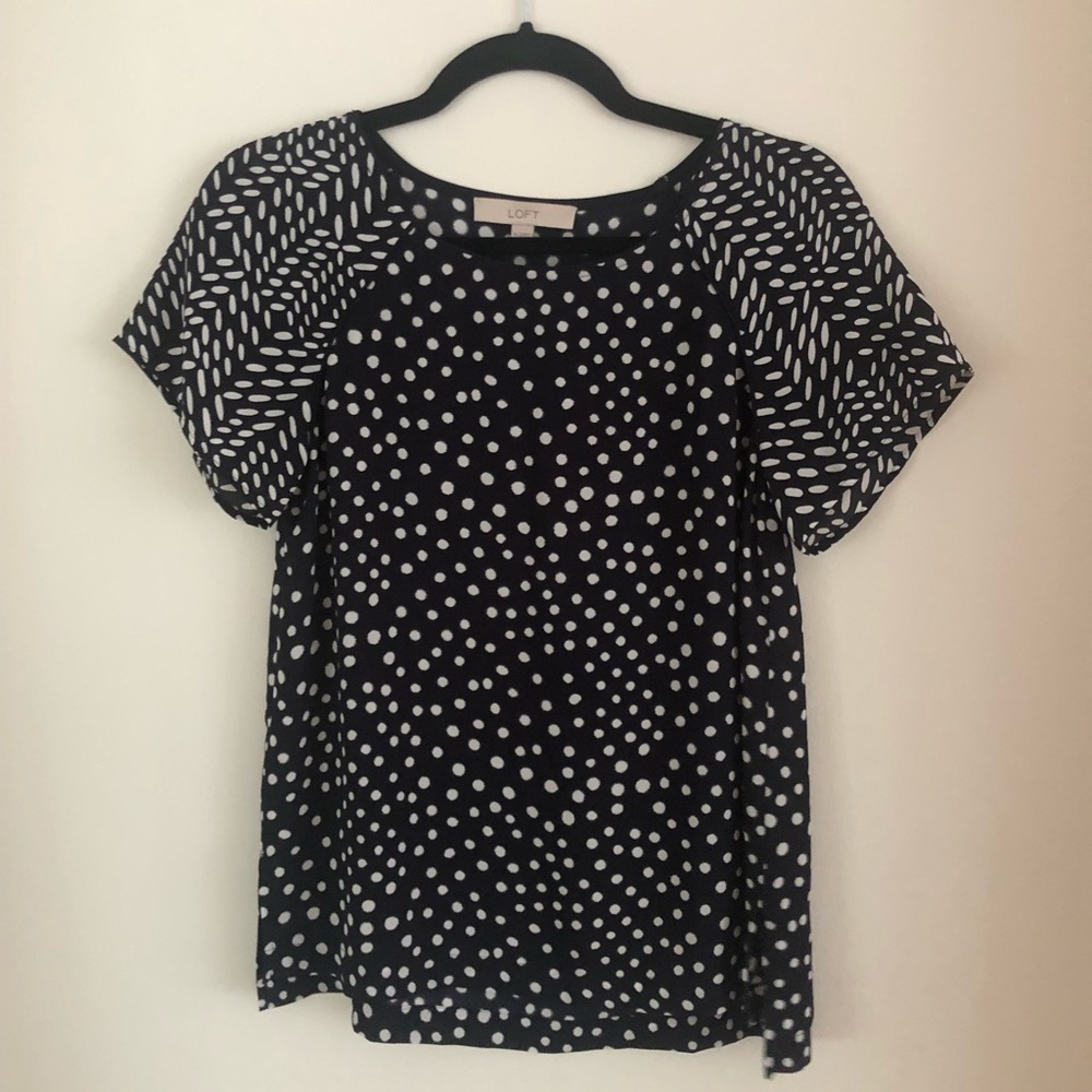 The Loft Navy Polka Dot Top - XS
